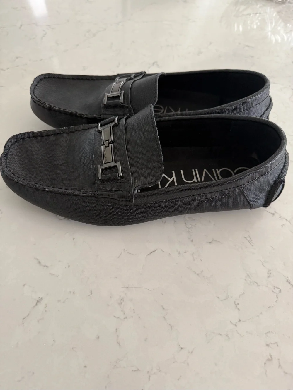 Calvin Klein Charcoal Black Metal-Bit Driving Loafers